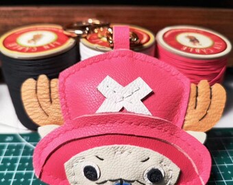 Handmade Leather Tony Tony Chopper Bag Charm, One Piece Anime Cowhide Keychain