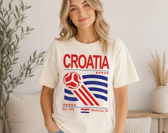 Croatia Soccer T-Shirt, Retro 90s Flag World Cup 2026, Football Fan Gift