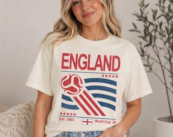 England Soccer T-Shirt, Retro 90s Flag, England Team World Cup 2026, Vintage Soccer Fan Gift