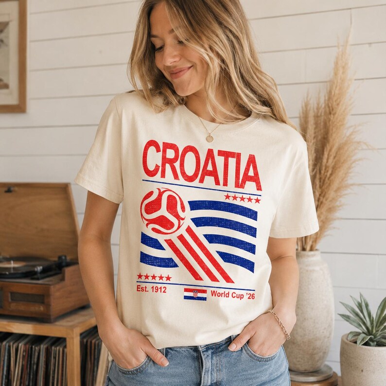 Camiseta de fútbol de Croacia, bandera retro de los 90, Mundial 2026, regalo para aficionados al fútbol imagen 2