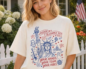 Camiseta "Promete lealtad a tus manos, tu equipo, tu vibra", camiseta del 4 de julio, bandera de EE. UU. de 1776