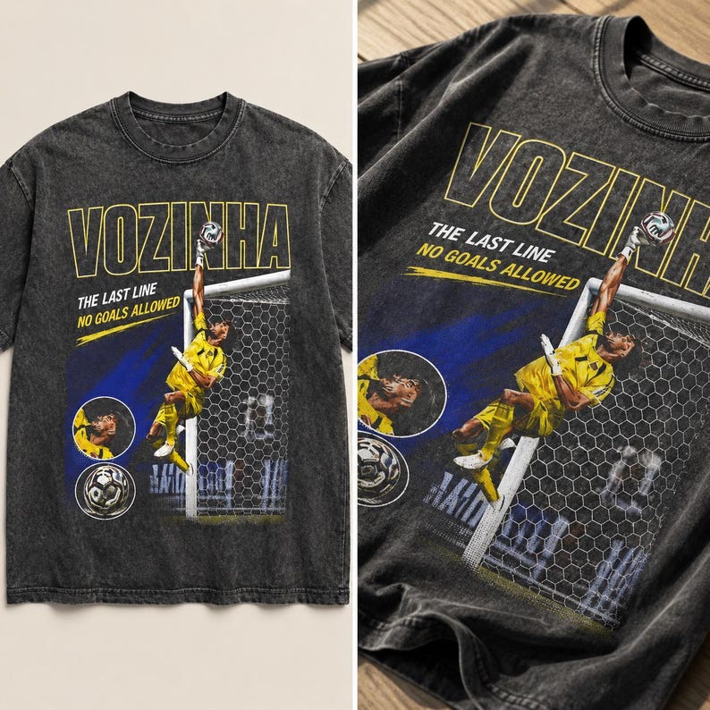 Chemise vintage Vozinha Cap-Vert, t-shirt graphique de football style rap rétro des années 90, vêtements de fan de gardien de but de football image 4