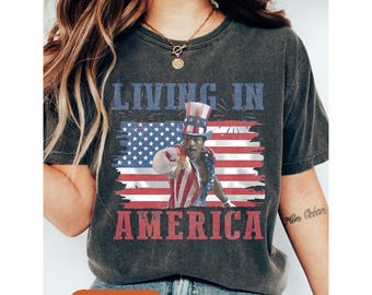 Apollo Creed Living In America T-Shirt, Patriotic Boxing, Fourth Of July, Vintage America