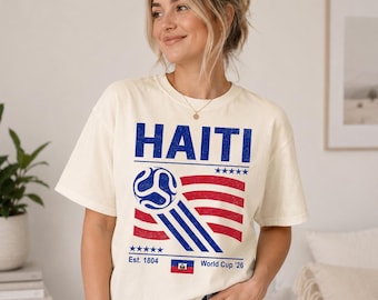 Haiti Soccer T-Shirt, Retro 90s Flag, Haiti Team World Cup 2026, Football Fan Gift