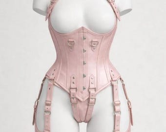 Handmade Satin Overbust Corset Harness | Steampunk Bodysuit, Gift for Her