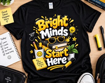 Back to School PNG Bundle 4 Designs Bright Minds Teacher Assistant School Crew Sublimation Png for Shirt Backpack Mug Tumbler