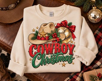 Western Christmas PNG Bundle 4 Designs Cowboy Christmas Yeehaw Texas Cowboy Boot Sublimation Png for Shirt Mug Tumbler
