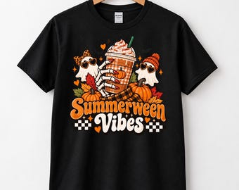 Summerween Vibes PNG, Halloween Skeleton Hand Pumpkin Latte Sublimation, Retro Ghost Fall PNG, Halloween Shirt Design Digital Download