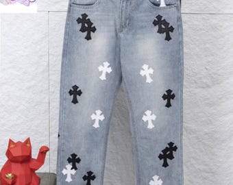 Moda urbana Y2K Pantalones vaqueros con diseño cruzado