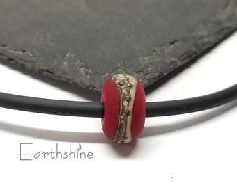 Red velvet bead | 3mm hole | handmade lampwork glass | big hole bead