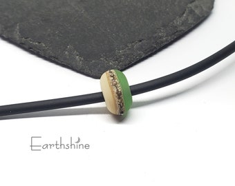 Pale green and ivory bead | 3mm hole | handmade lampwork glass | big hole bead