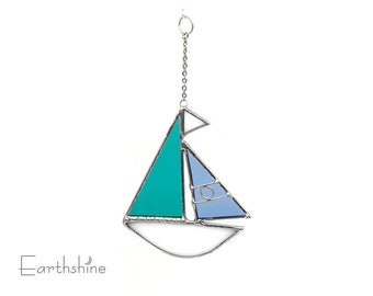 Stained glass Sailboat | Suncatcher | Copper foil | Tiffany style
