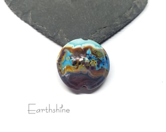 Organic lentil focal bead | handmade lampwork glass.