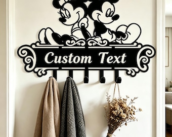 Custom Mickey  Metal Wall Hook, Personalized Name Entryway Coat Rack, Disney Inspired Decor Key Holder, Children's Room Decoration