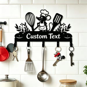 Custom Chef Mouse Metal Key Hook  ，Personalized Kitchen Wall Hook， Housewarming Gift for Kitchen, Farmhouse Kitchen Wall Art
