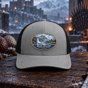 Bear Island National Park Trucker Hat Vintage Island Castle Embroidered Patch Cap Fantasy Fan Gift