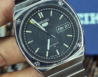 Reloj de pulsera automático Seiko 5 vintage para hombre con fecha y día