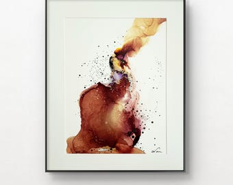 Abstract Alcohol Ink Painting "Breaking Point", Modern Fluid Art on Yupo Paper