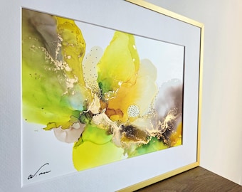 Abstract Alcohol Ink Painting "Beyond The Clouds", Original Fluid Art, Modern Wall Decor