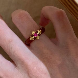 Vintage Style Red Agate Cross Ring, Heirloom Cross Ring, Christian jewelry, Faith Jewelry, Christian Gift, Scripture Ring, 925 Silver Size 7
