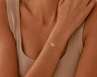 Pulsera con iniciales entrelazadas, joyería personalizada de dos letras, pulseras para parejas