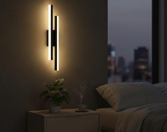 Black Linear Wall Sconce, Modern LED Bar Light, Minimalist Vertical Lamp