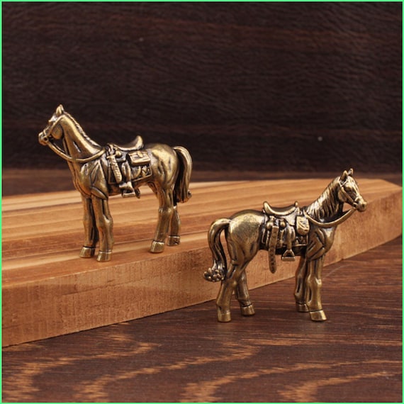 Vintage Brass Horse Figurine, Western Horse Decor, Rustic Farmhouse Shelf Decor, Miniature Horse Statue, Cowboy Ranch Gift, Equestrian Home