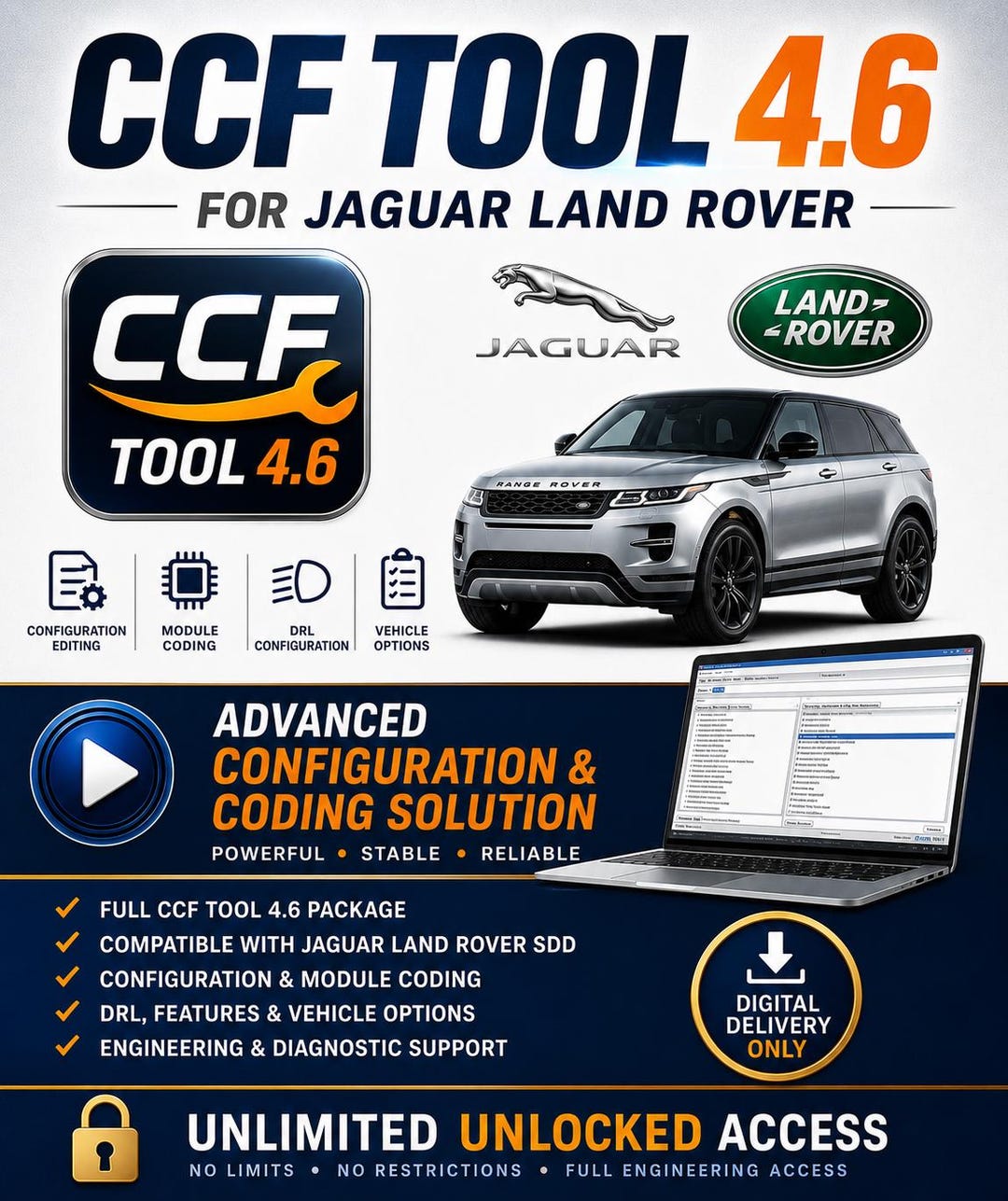 CCF Tool 4.6 for JLR SDD Ids V168 | Engineering Access Add-on Developer ...