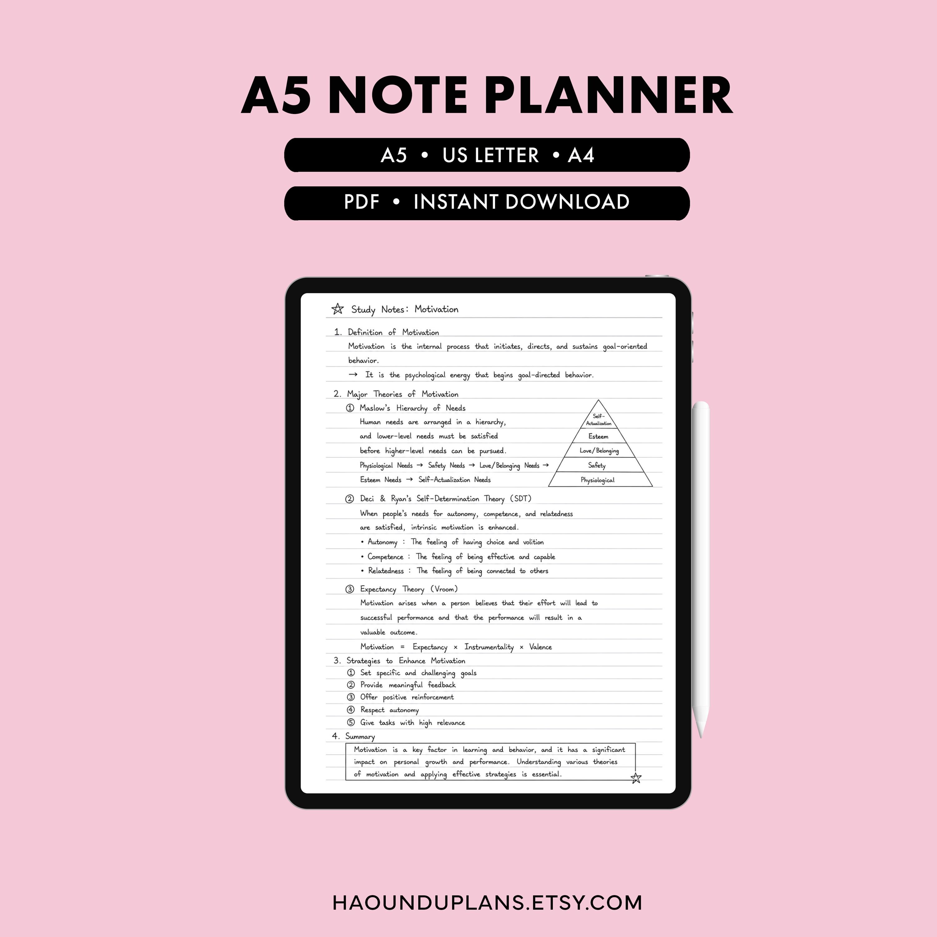 Cornell Notes Printable Lined Note Taking Template 5mm 6mm Study Notes ...