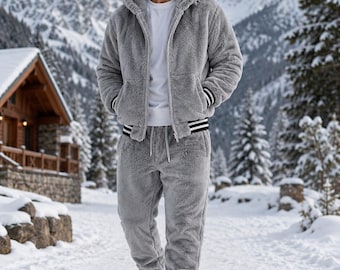 Luxus Kunstpelz Trainingsanzug Set - Winter Warmer Hoodie & Jogger Outfit