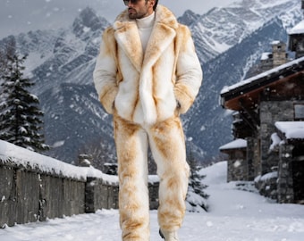 Royal Faux Fur Winter Suit for Men – Designer Matching Set