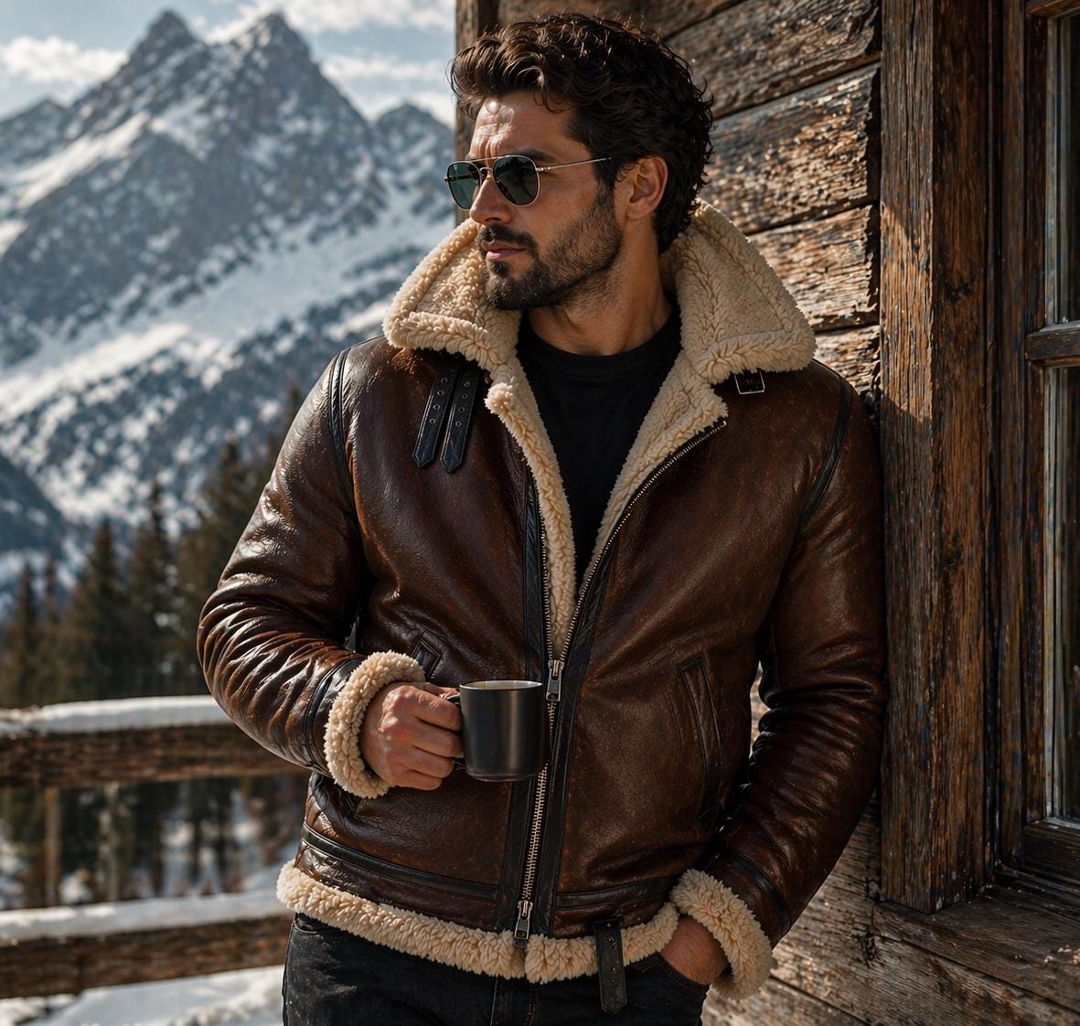 Vintage leather aviator shearling sheepskin jacket - Etsy 日本