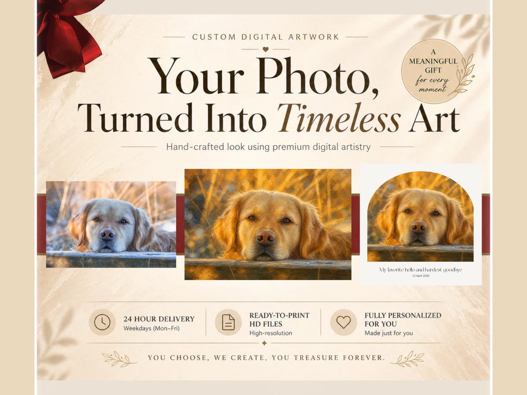 Pet Memorial Portrait From Photo, Custom Dog or Cat Memorial Gift ...