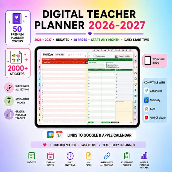 Digital Teacher Planner 2026-2027 for GoodNotes iPad