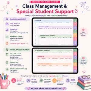 Digital Teacher Planner iPad GoodNotes Notability | IEP Tracker Classroom Organizer | Blush & Lilac Colors image 5