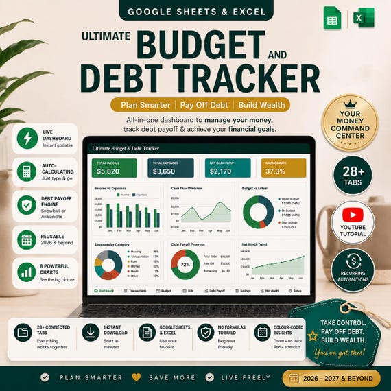 Ultimate Budget Tracker for Google Sheets and Excel