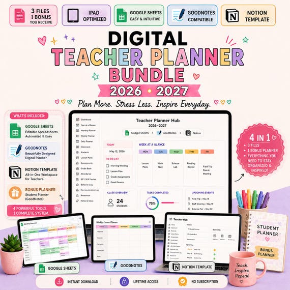 Digital Teacher Planner Bundle 2026-2027