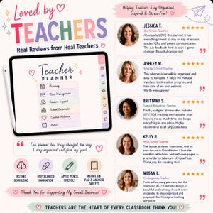 Digital Teacher Planner iPad GoodNotes Notability | IEP Tracker Classroom Organizer | Blush & Lilac Colors image 7
