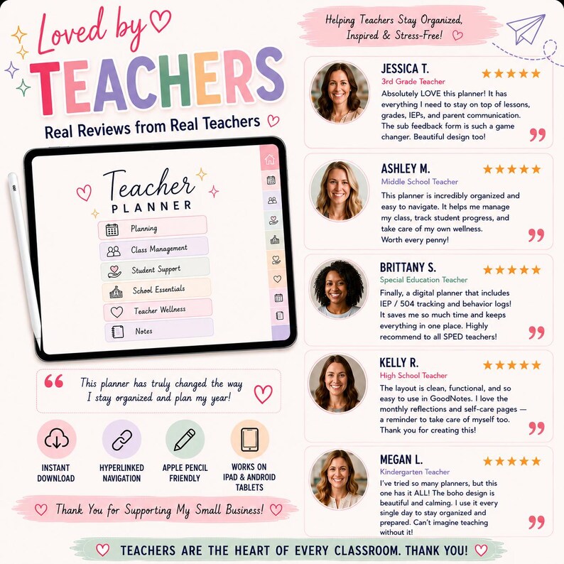 Digital Teacher Planner iPad GoodNotes Notability | IEP Tracker Classroom Organizer | Blush & Lilac Colors image 7