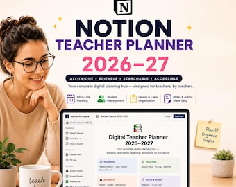 Notion Teacher Planner Template 2026-2027 | Assignment Tracker, Grade Tracker | Attendance Tracker | Student Roster