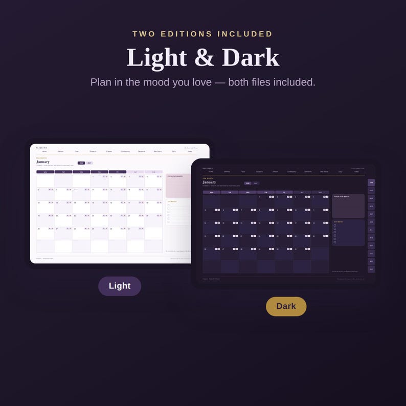 Mastermind Planner 2026-2027 Goodnotes iPad Planner, Light & Dark Mode ...