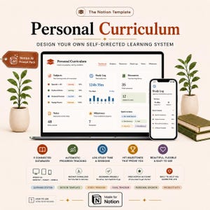 Personal Curriculum Notion Template (+ AI Prompts) | Self Study Planner & Learning Tracker | Self-Directed Learning