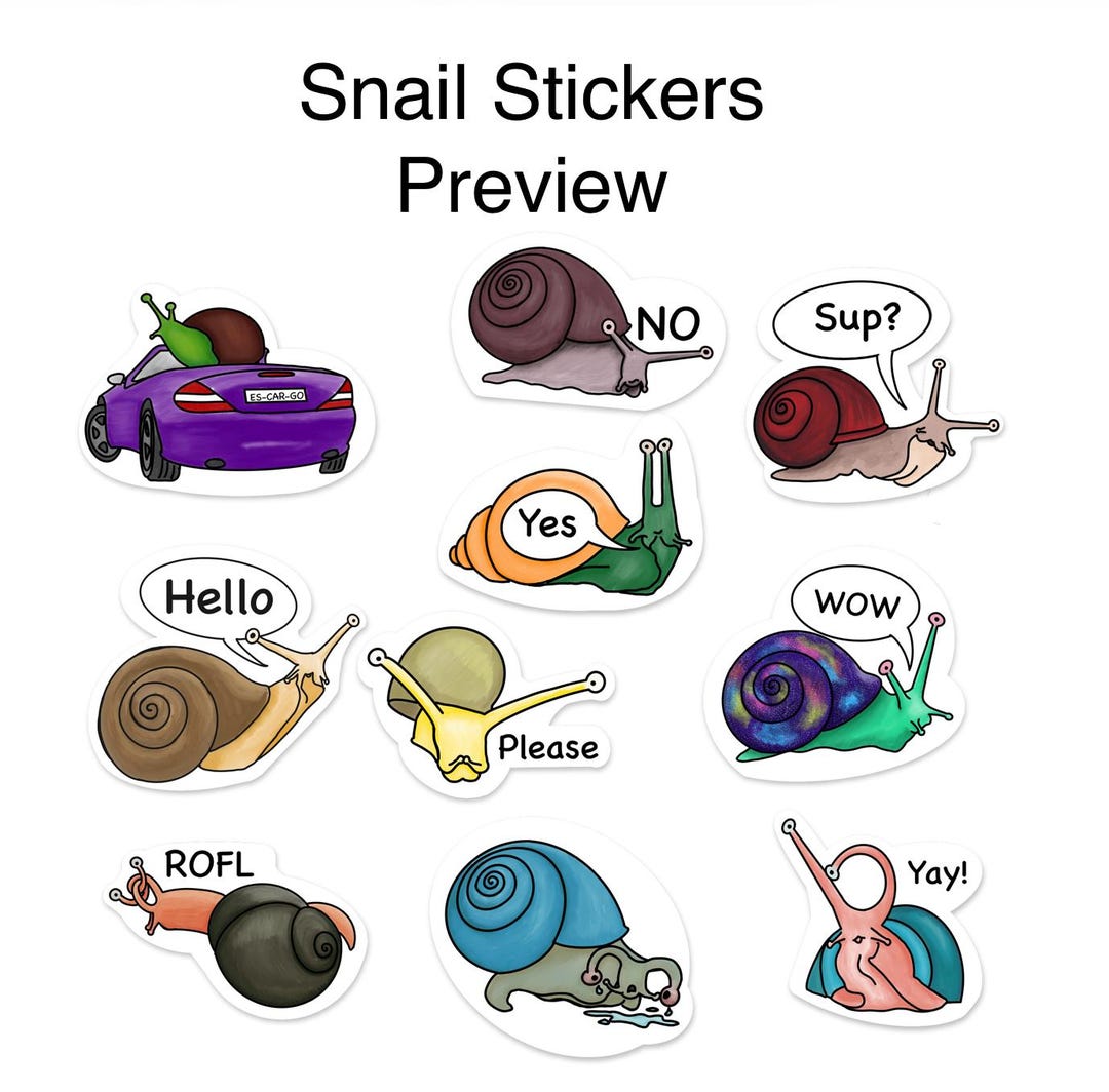Adorable Snail Stickers | 10 Pack | PNG Files - Etsy