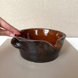 Vintage Studio Pottery Bowl, Ilse Tietz, Brown Ceramic, Handmade, 1980s, One of a Kind
