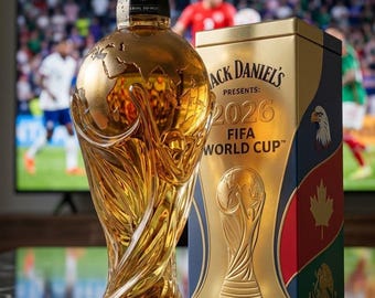 Decanter per whisky a forma di trofeo di calcio, bottiglia di vetro da 750 ml, regalo per tifosi di calcio, articoli da bar sportivi, souvenir del torneo 2026, regalo per testimoni dello sposo.