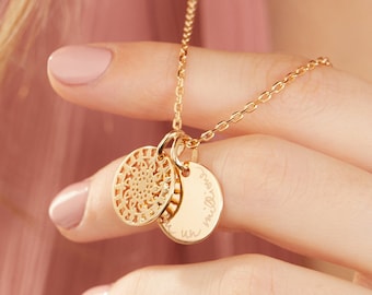 Collier Mandala personalizado - Gravé à la main - Plaqué o
