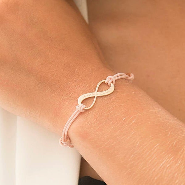 Personalized Infinity Bracelet - Merci Maman love symbol bracelet for her - gift for wife or girlfriend for anniversary