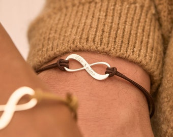 Personalized Men's Sterling Silver Infinity Bracelet - Engraved bracelet for him - Valentines gift