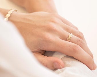 Bague Daphné personnalisée - Gravé à la main - Plaque or
