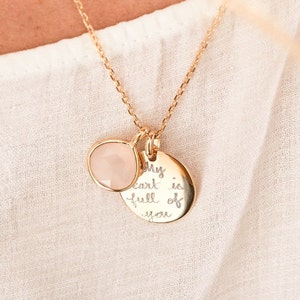 Personalized Gemstone and Disc Necklace Merci Maman Gift for - Etsy